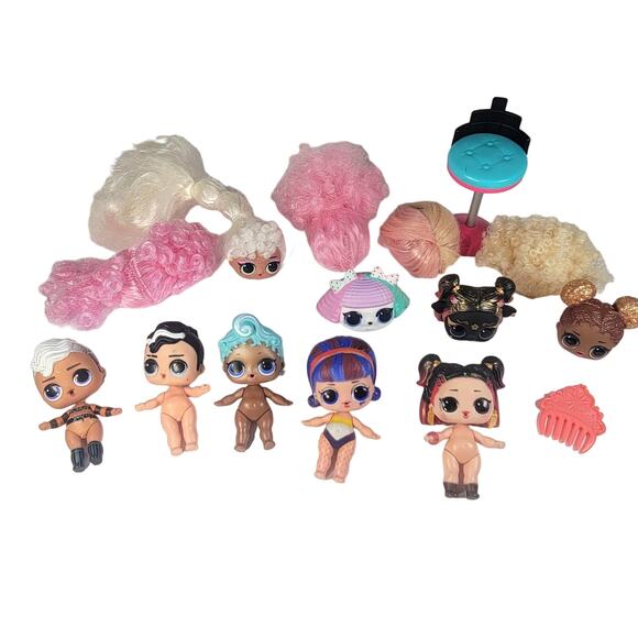 Lot of 5 LOL Surprise Dolls with Accessories Hair, Heads, Chair - Picture 1 of 16
